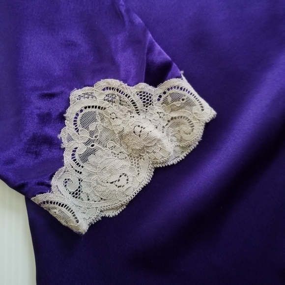 VICTORIA'S SECRET Vintage Gold Label Pajama Set Purple Satin Lace M - Picture 10 of 12